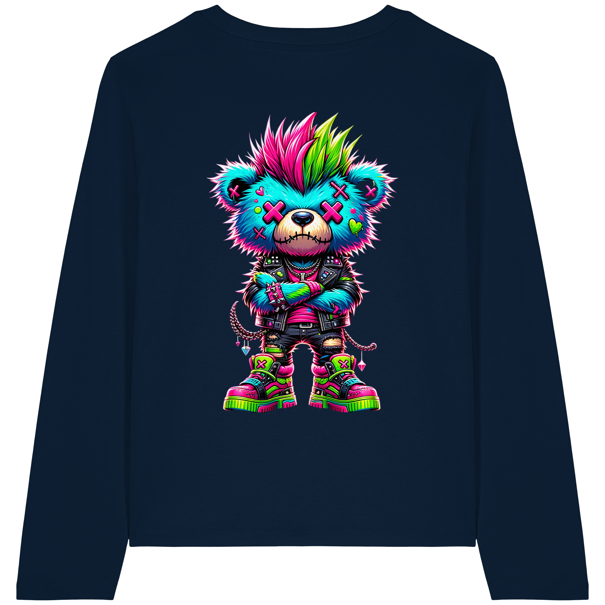 Punk Neon Teddy - Womens Organic Longsleeve