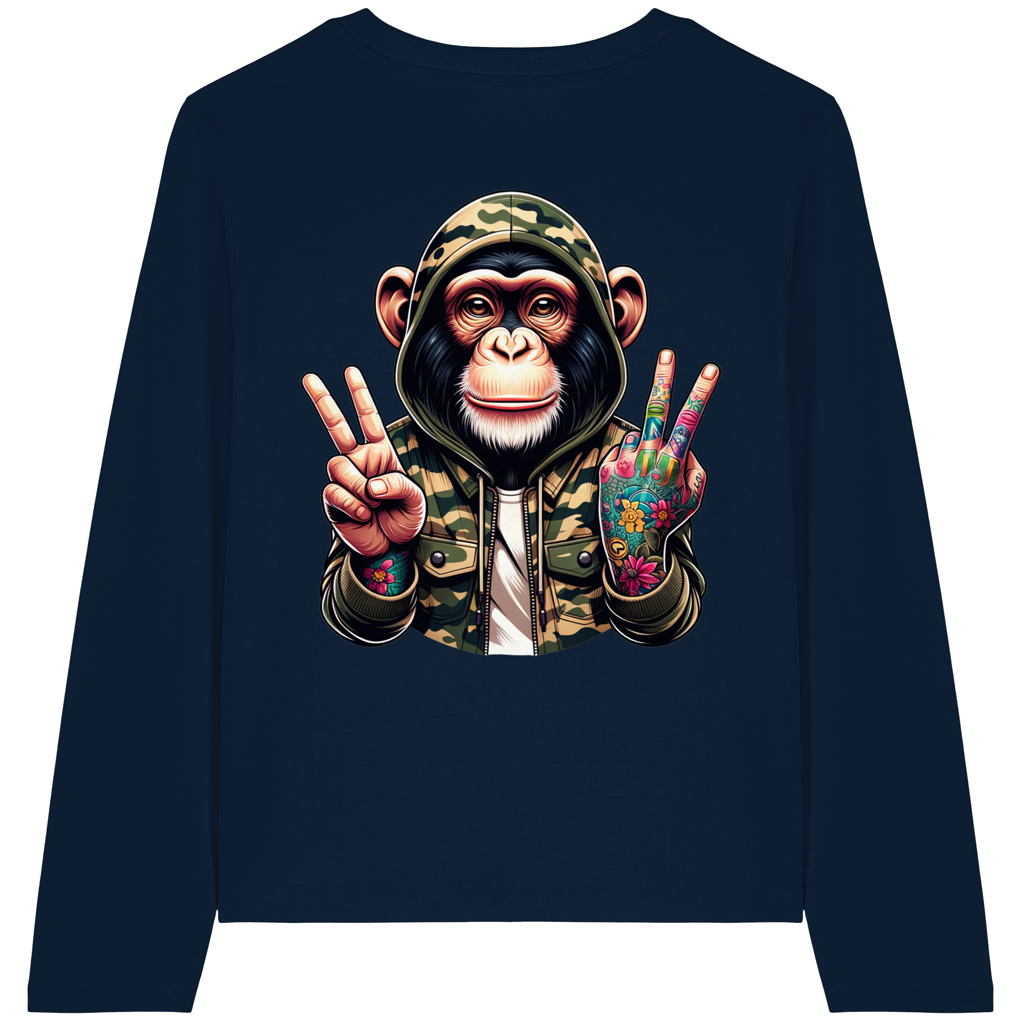 Jungle Ink Monkey - Womens Organic Longsleeve