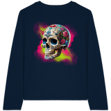 T-shirt à manches longues bio pour femme Motif tête de mort florale