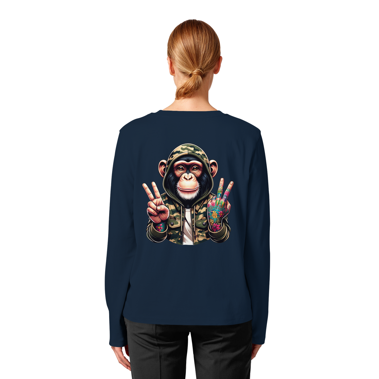 Jungle Ink Monkey - T-shirt bio à manches longues pour femme
