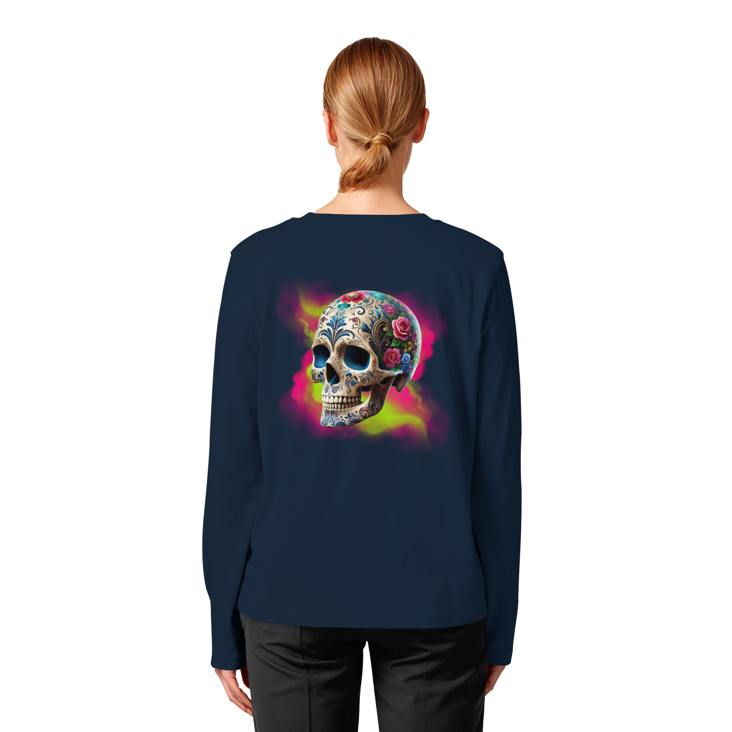 Floral Skull - Womens Organic Longsleeve