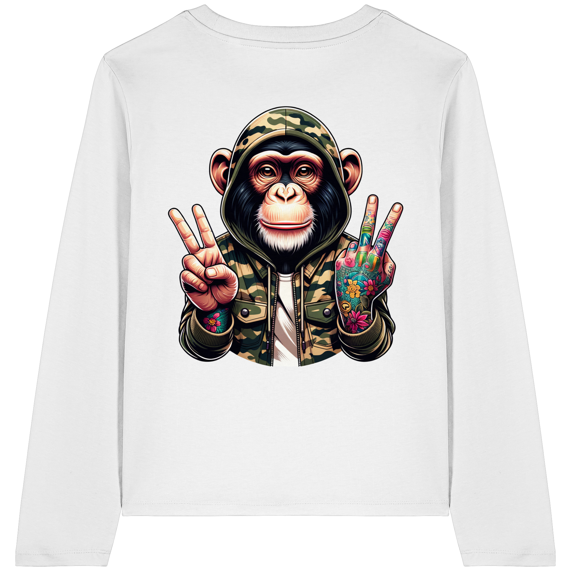Jungle Ink Monkey - Womens Organic Longsleeve