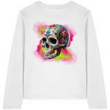 T-shirt à manches longues bio pour femme Motif tête de mort florale