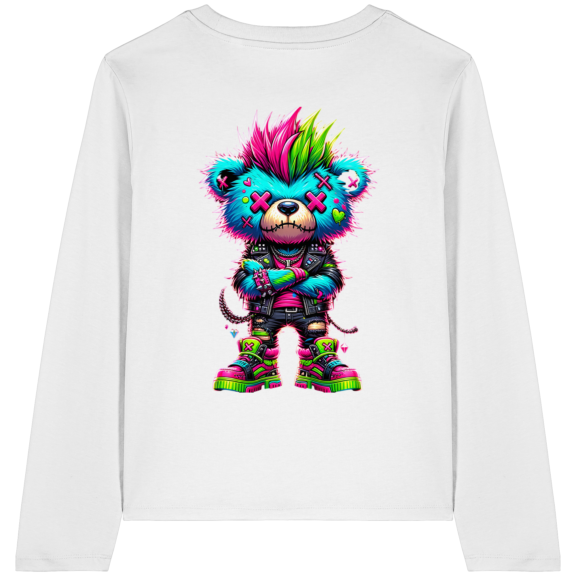 Punk Neon Teddy - Womens Organic Longsleeve