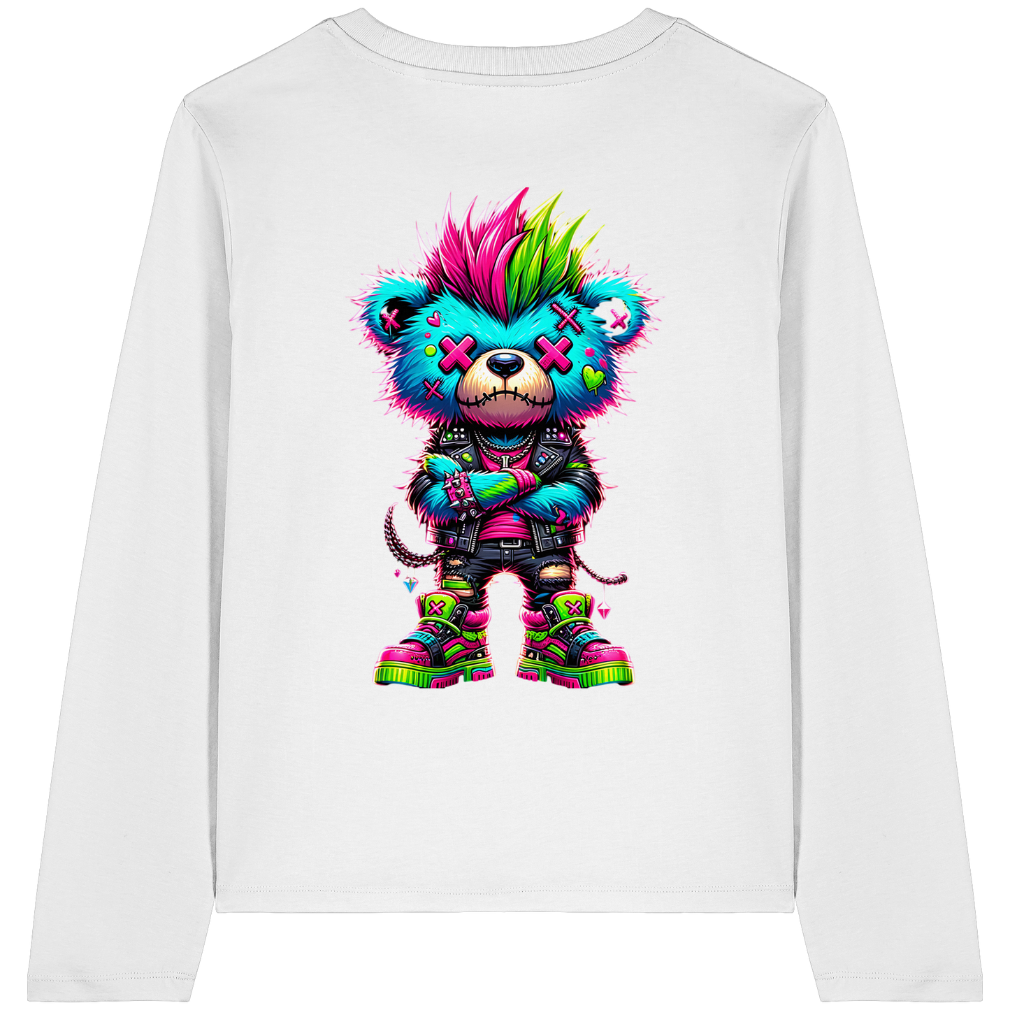 Punk Neon Teddy - Womens Organic Longsleeve
