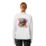 T-shirt à manches longues bio pour femme Motif tête de mort florale