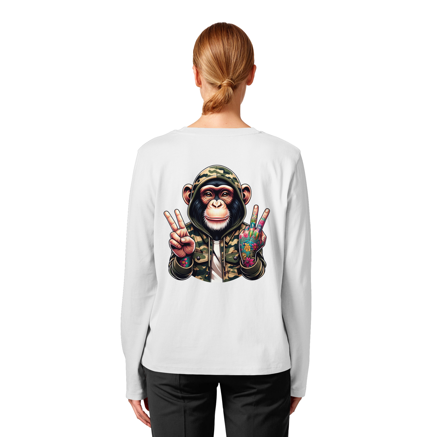 Jungle Ink Monkey - T-shirt bio à manches longues pour femme