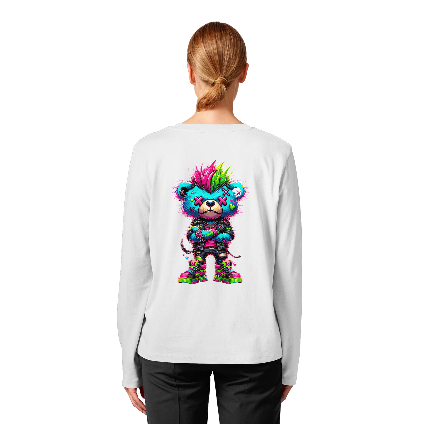 Punk Neon Teddy - Womens Organic Longsleeve