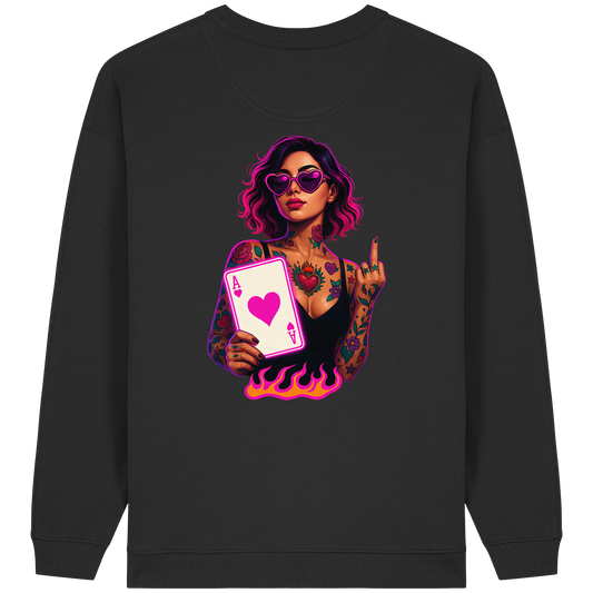 Queen of Hearts - Womens Organic Oversized Sweatshirt