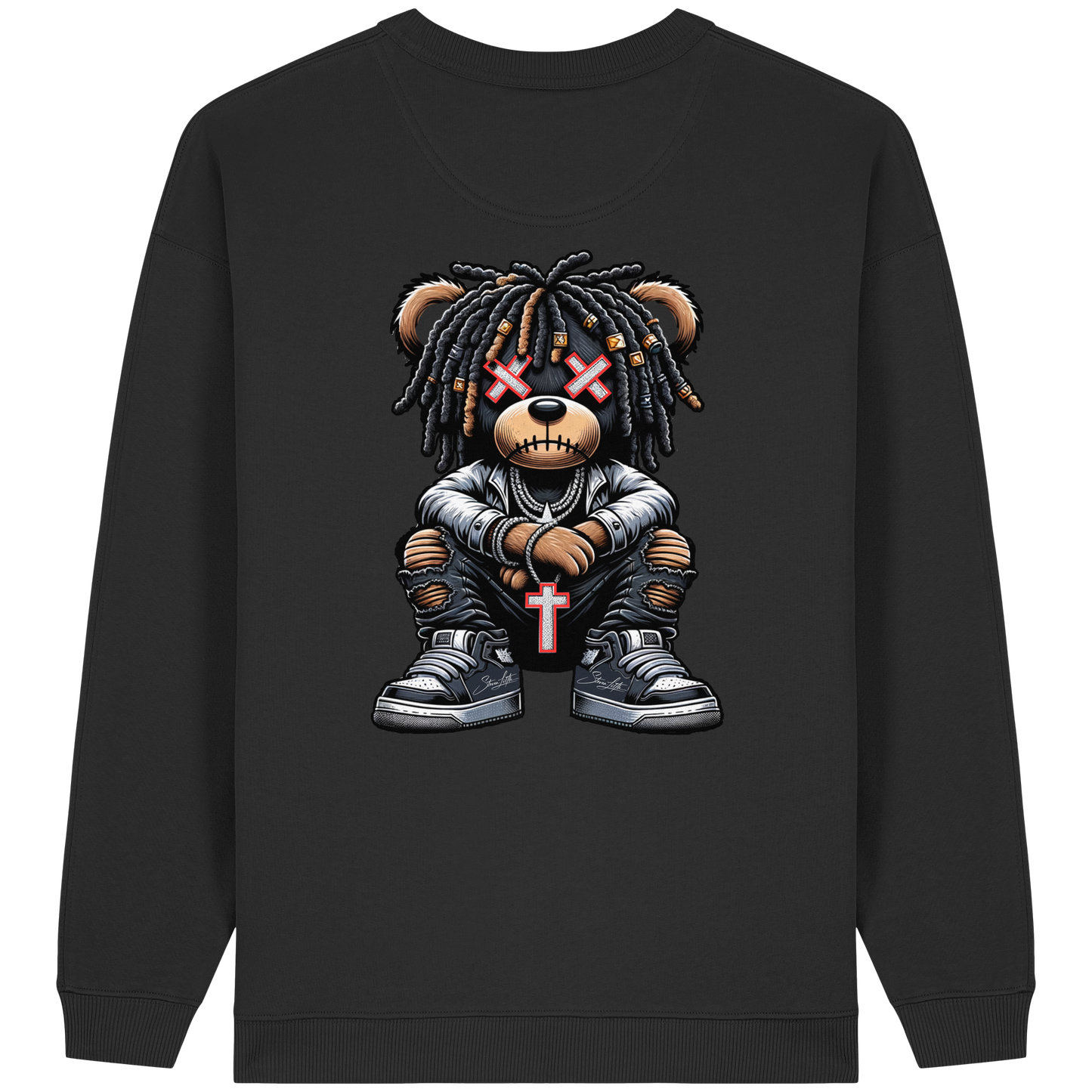 Bad Ass Teddy - Womens Organic Oversized Sweatshirt