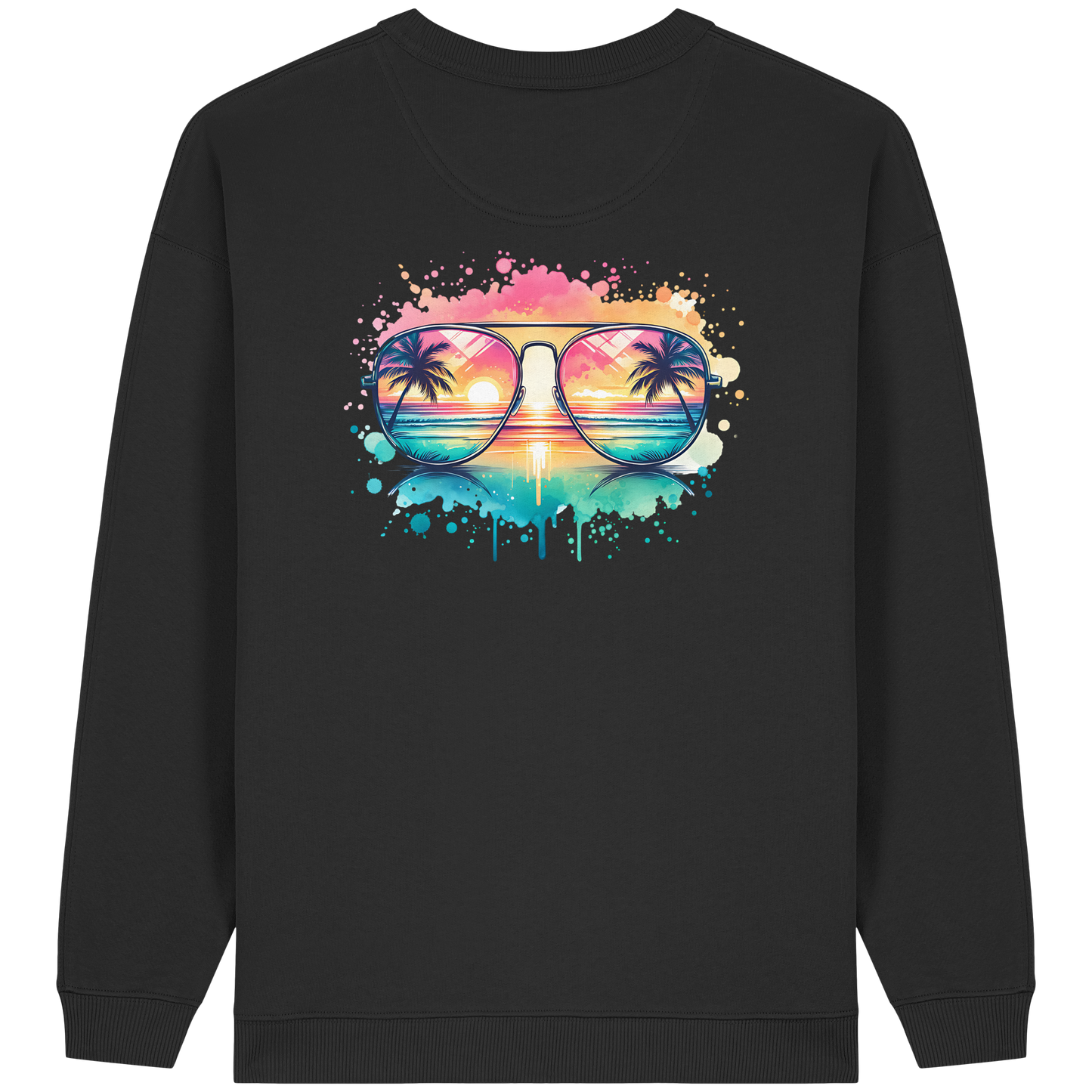 Tropical Sunset Glasses - Womens Organic Oversized Sweatshirt