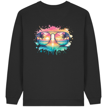 Tropical Sunset Glasses - Womens Organic Oversized Sweatshirt
