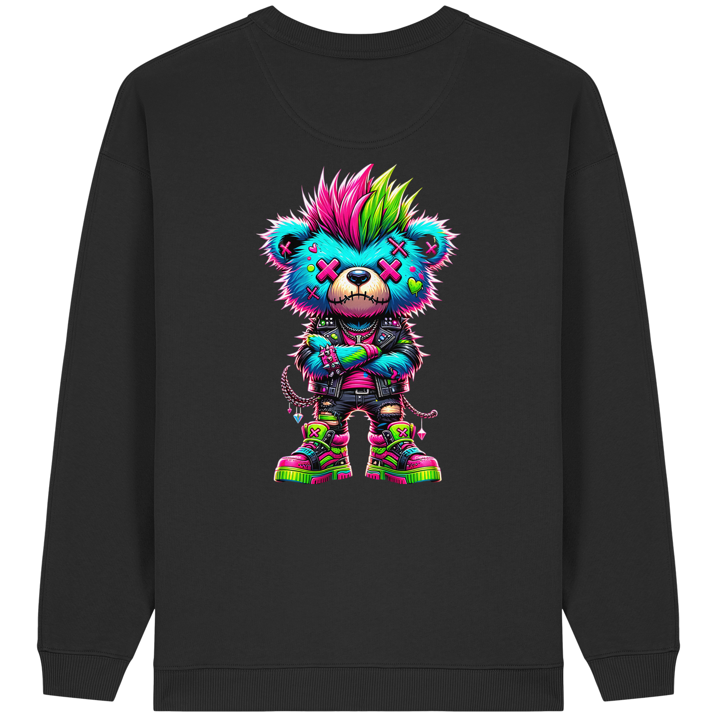 Punk Neon Teddy - Womens Organic Oversized Sweatshirt