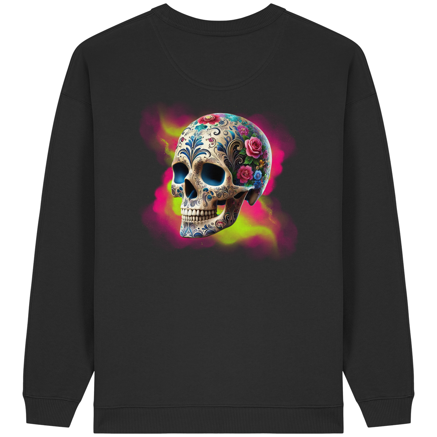 Floral Skull - Womens Organic Oversized Sweatshirt