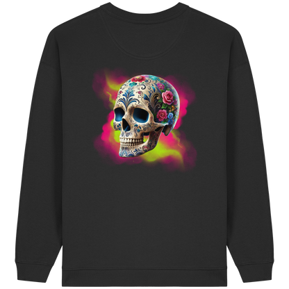 Floral Skull - Womens Organic Oversized Sweatshirt