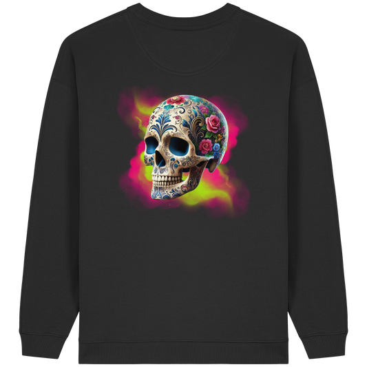 Floral Skull - Womens Organic Oversized Sweatshirt