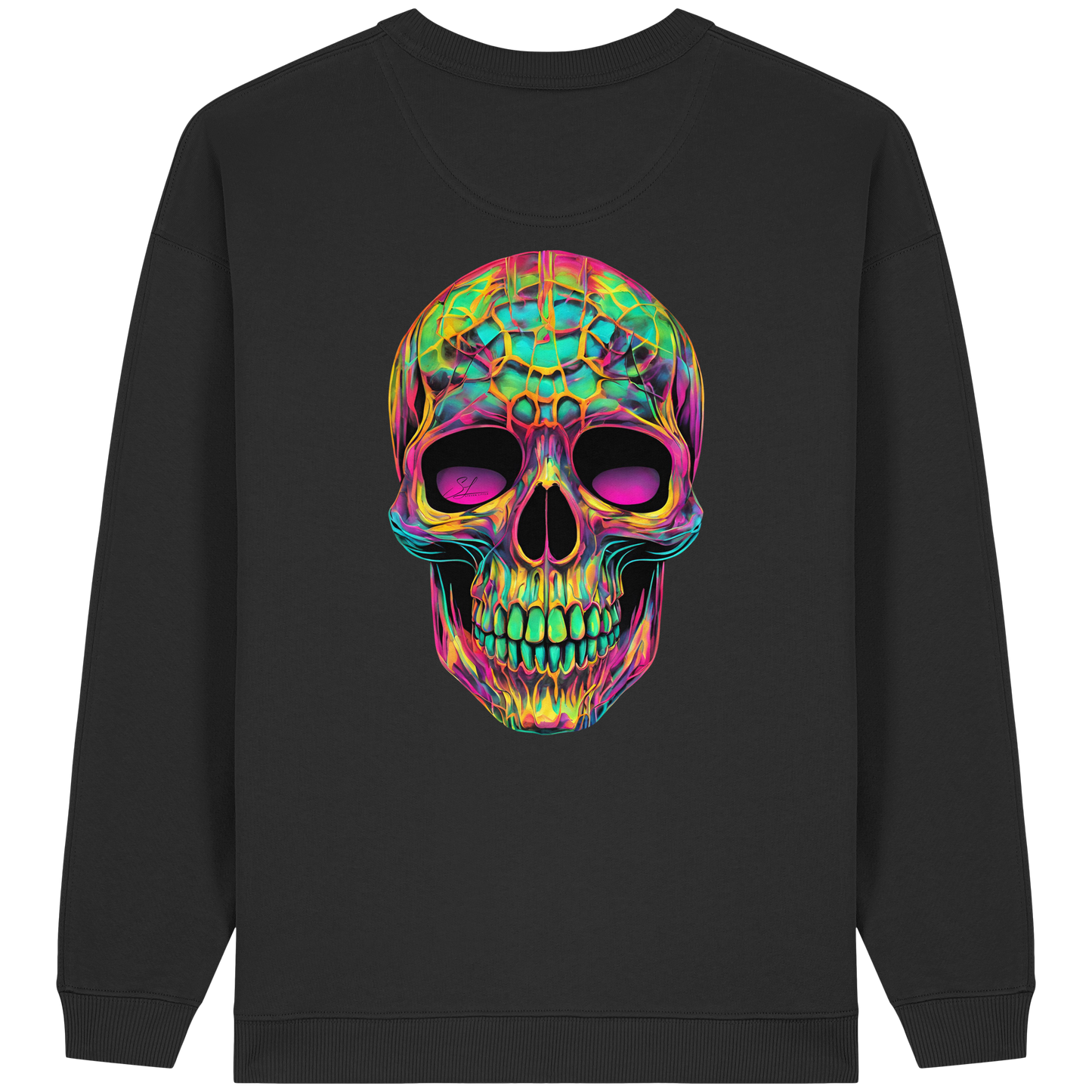 Psychedelic Skull - Womens Organic Oversized Sweatshirt