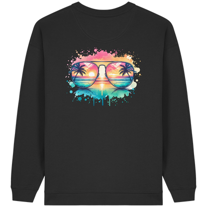 Tropical Sunset Glasses - Womens Organic Oversized Sweatshirt