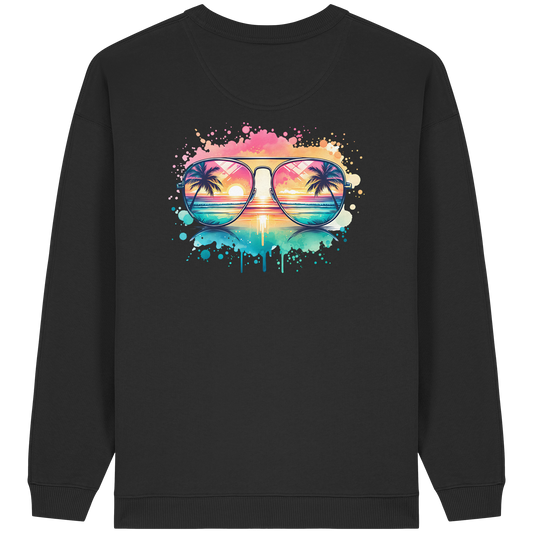 Tropical Sunset Glasses - Womens Organic Oversized Sweatshirt