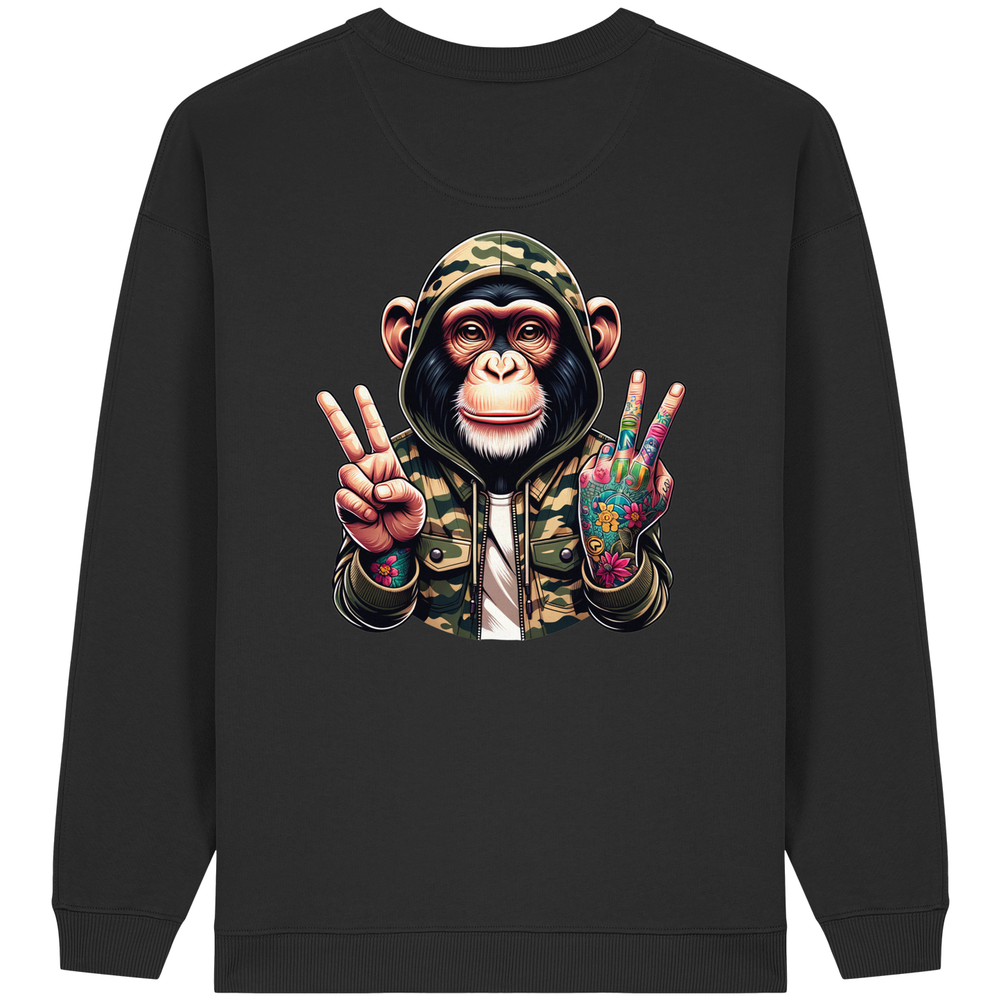 Jungle Ink Monkey - Womens Organic Oversized Sweatshirt