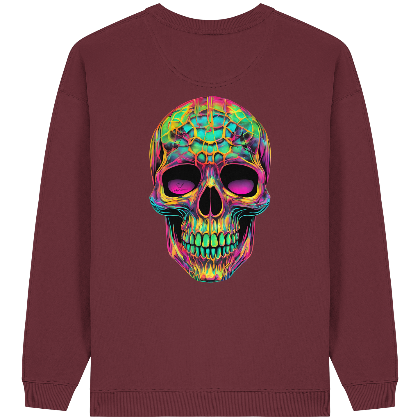 Psychedelic Skull - Womens Organic Oversized Sweatshirt