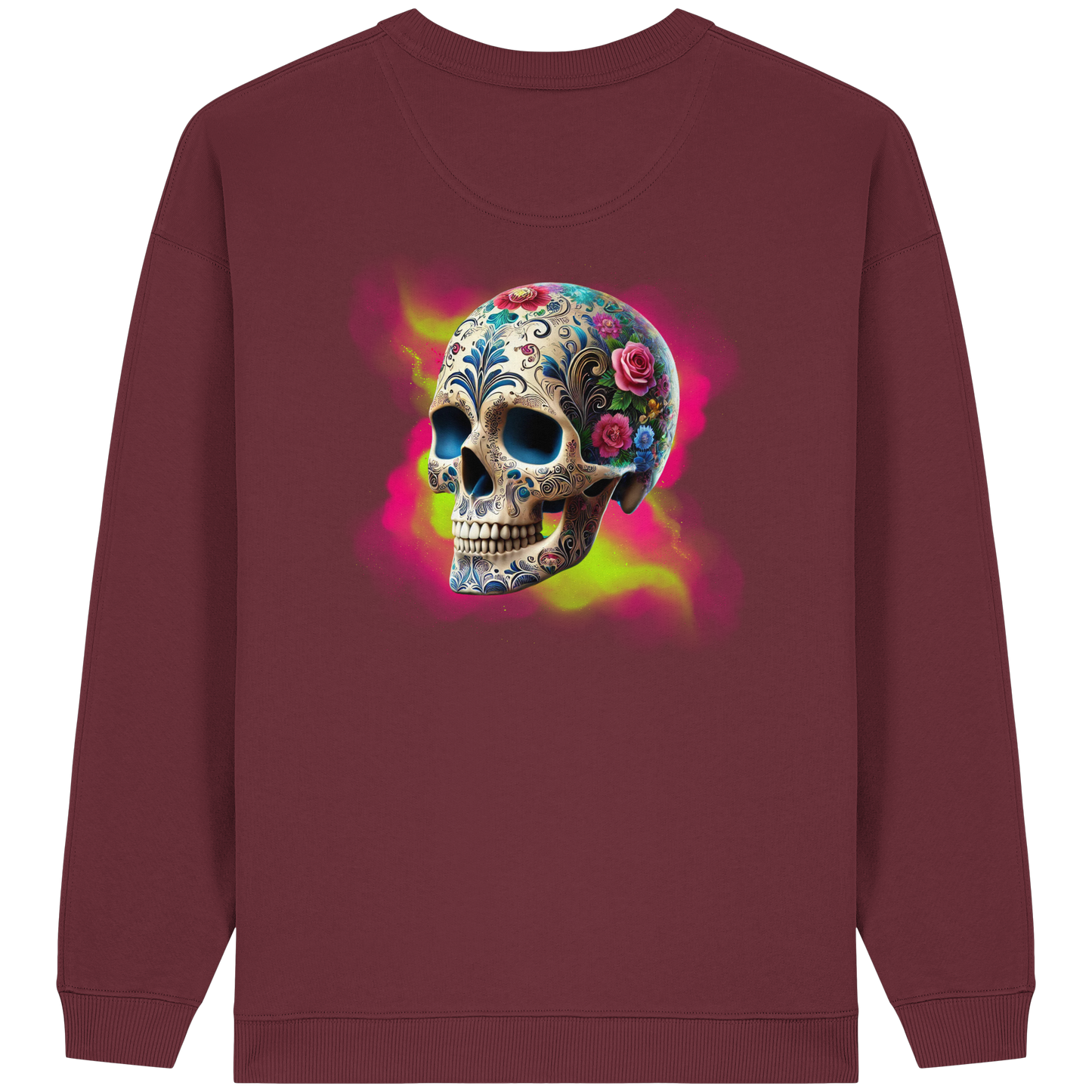 Floral Skull - Womens Organic Oversized Sweatshirt