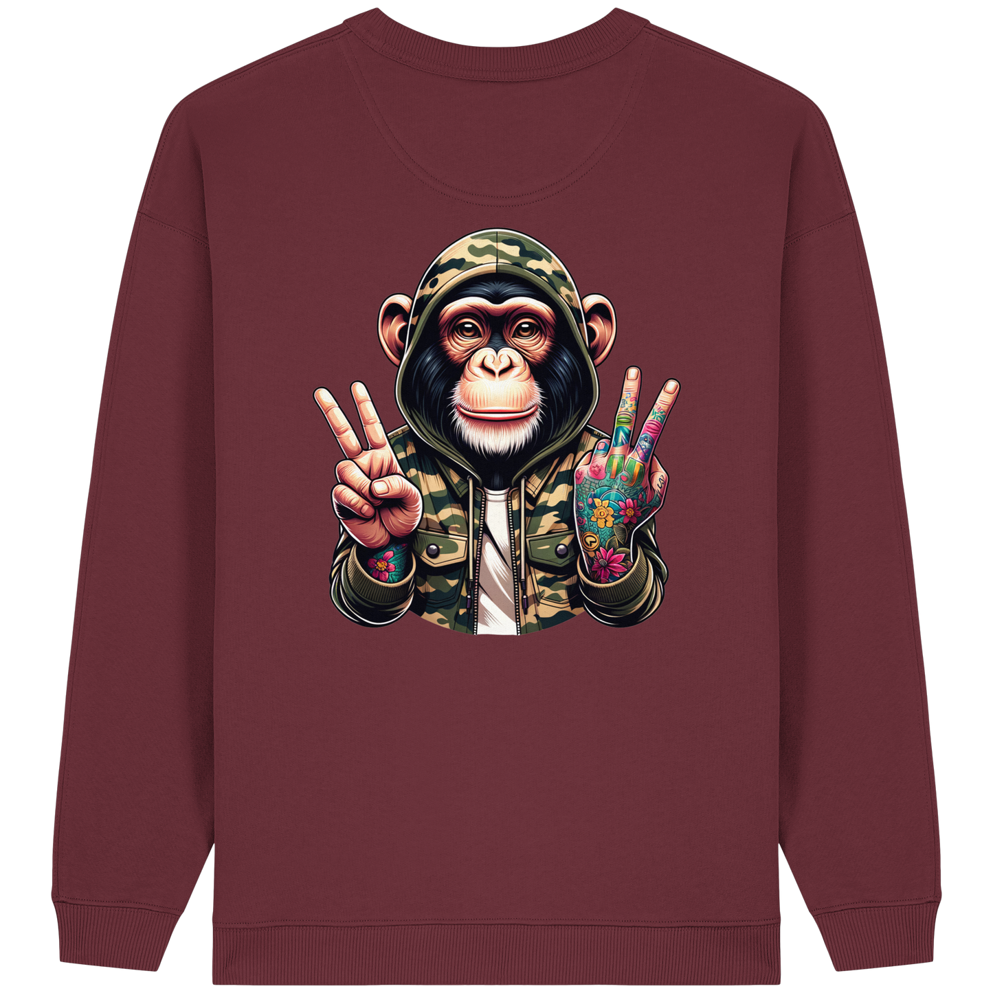 Jungle Ink Monkey - Womens Organic Oversized Sweatshirt