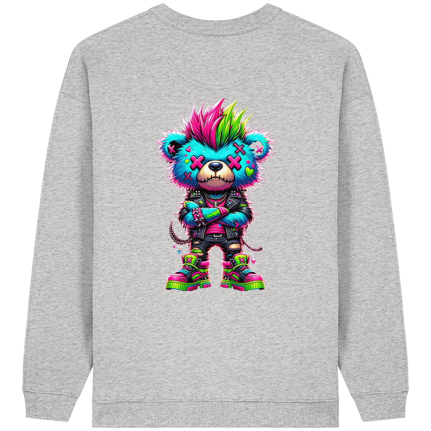 Punk Neon Teddy - Womens Organic Oversized Sweatshirt