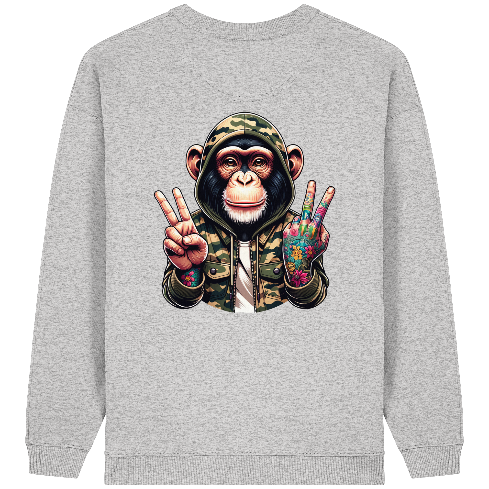 Jungle Ink Monkey - Womens Organic Oversized Sweatshirt