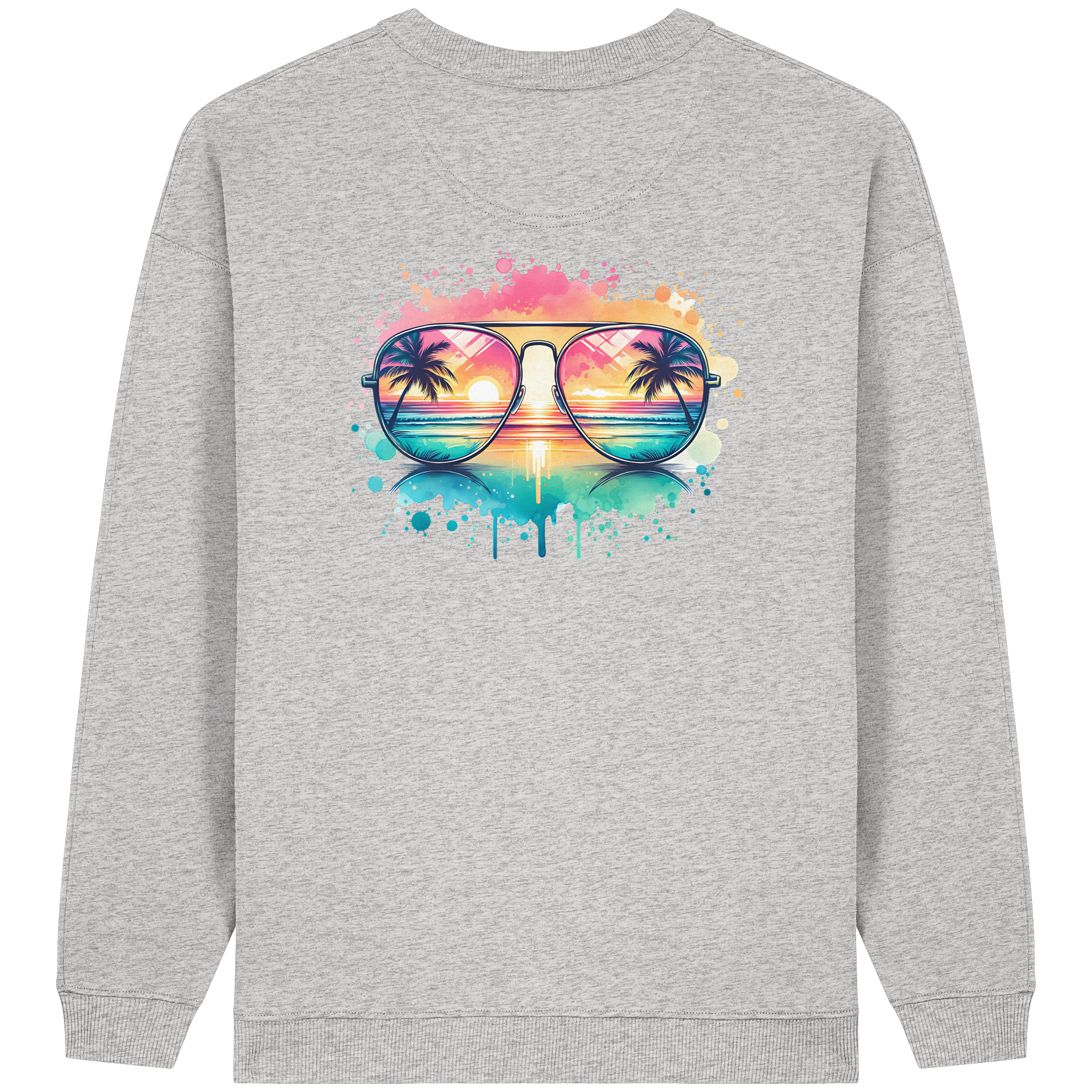 Tropical Sunset Glasses - Womens Organic Oversized Sweatshirt