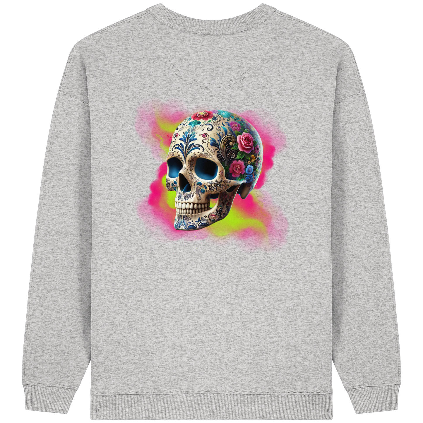 Floral Skull - Womens Organic Oversized Sweatshirt
