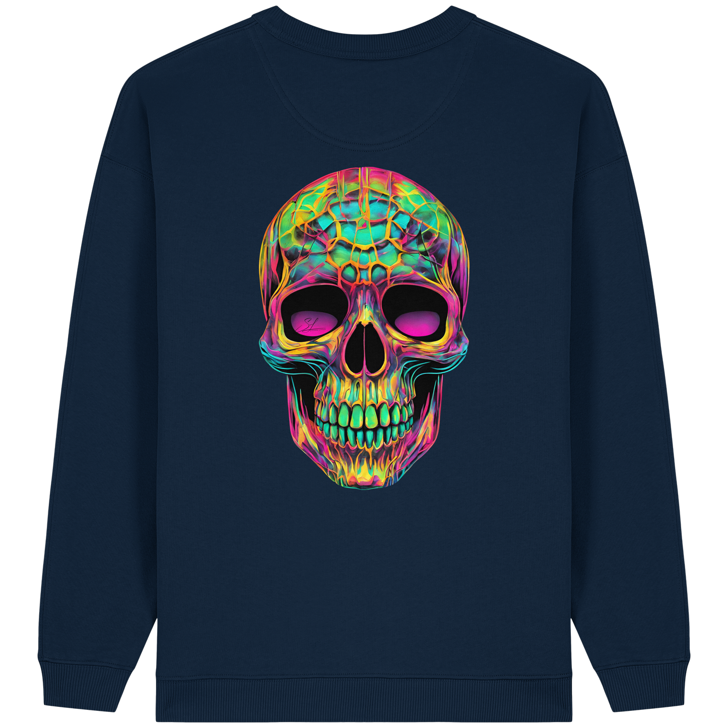 Psychedelic Skull - Womens Organic Oversized Sweatshirt