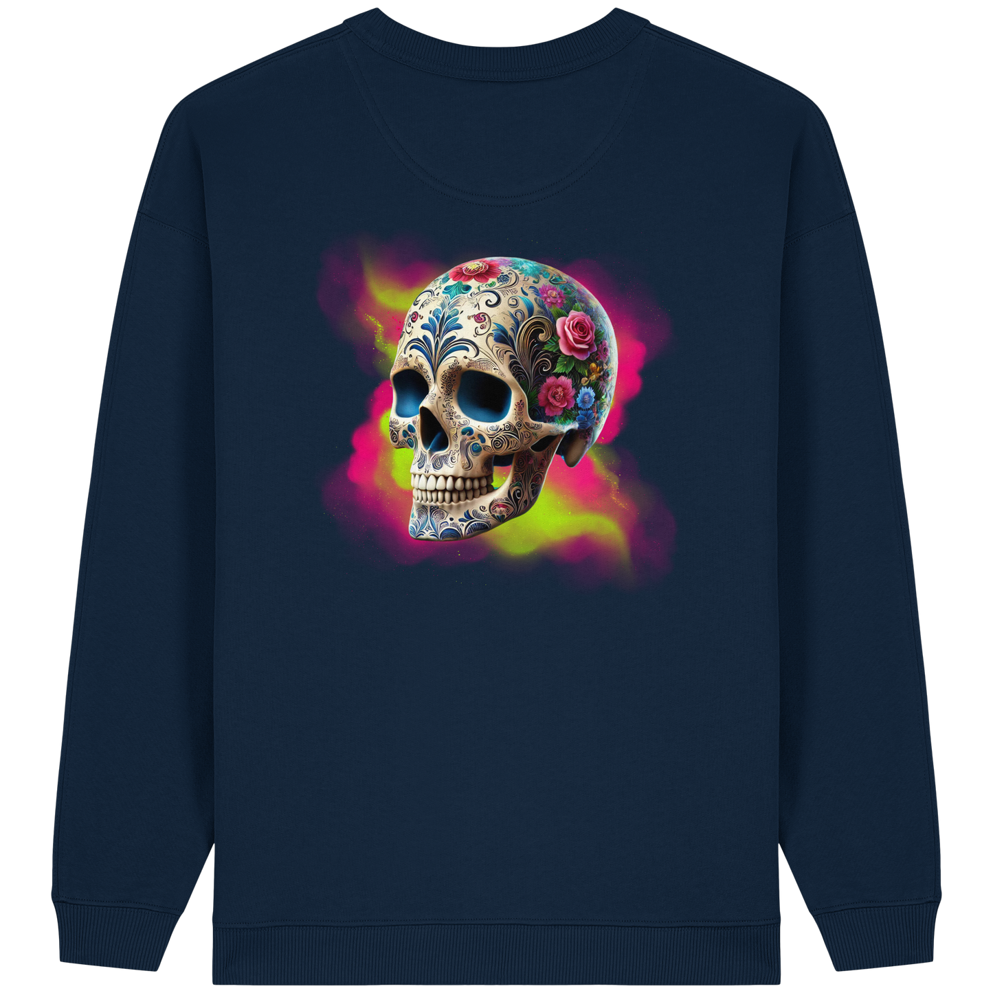Floral Skull - Womens Organic Oversized Sweatshirt