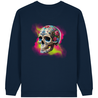 Floral Skull - Womens Organic Oversized Sweatshirt