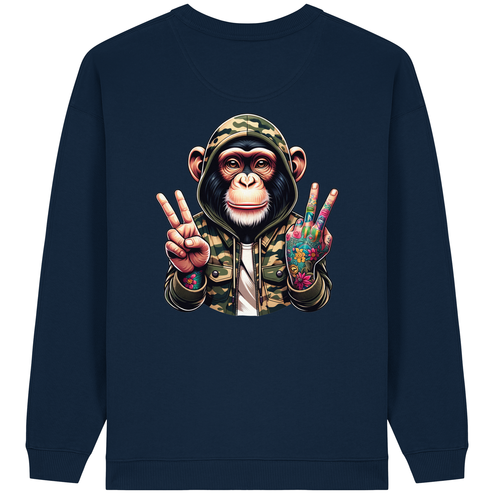 Jungle Ink Monkey - Womens Organic Oversized Sweatshirt