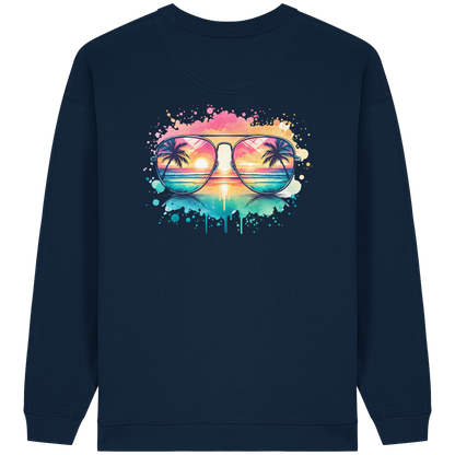Tropical Sunset Glasses - Womens Organic Oversized Sweatshirt