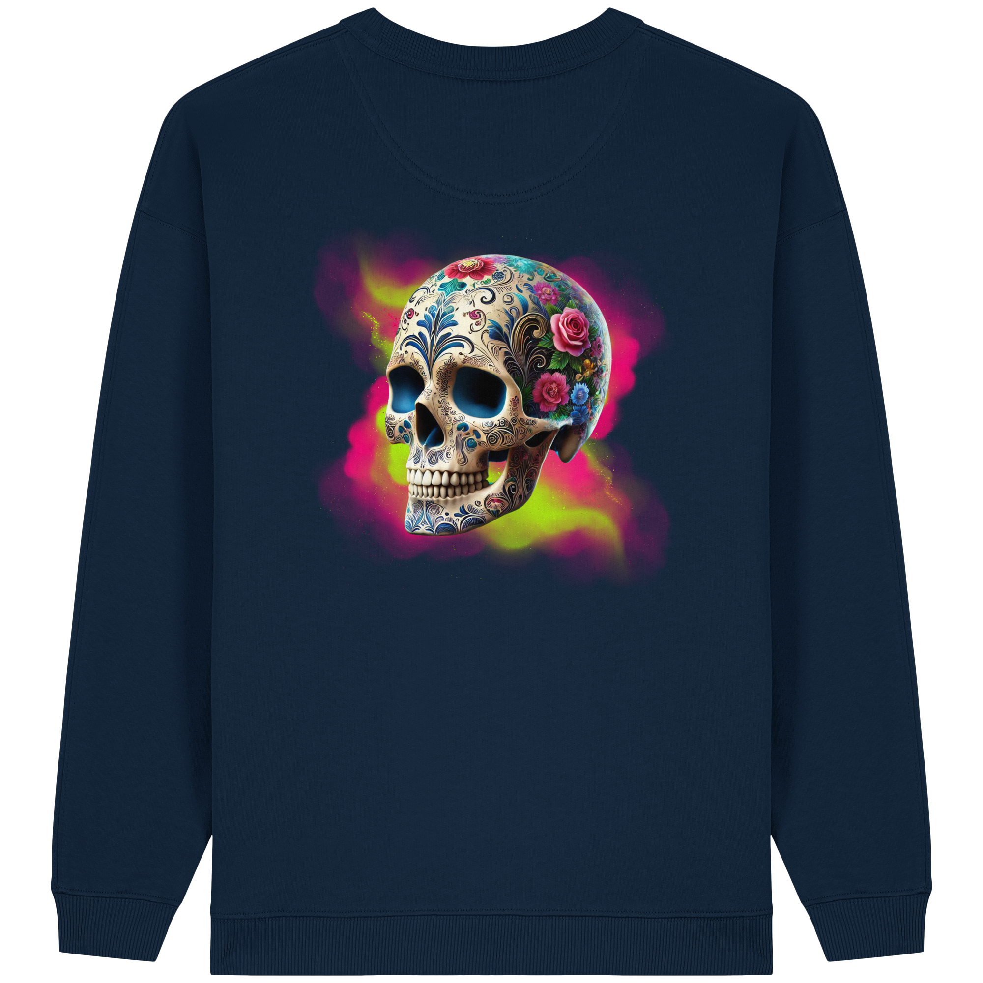 Sweat-shirt oversize bio pour femme Motif tête de mort florale