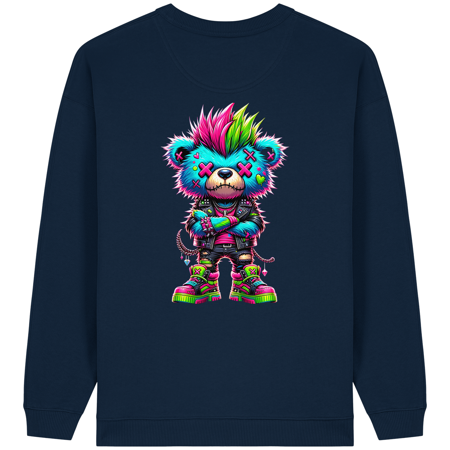 Punk Neon Teddy - Womens Organic Oversized Sweatshirt