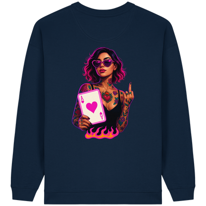 Queen of Hearts - Womens Organic Oversized Sweatshirt