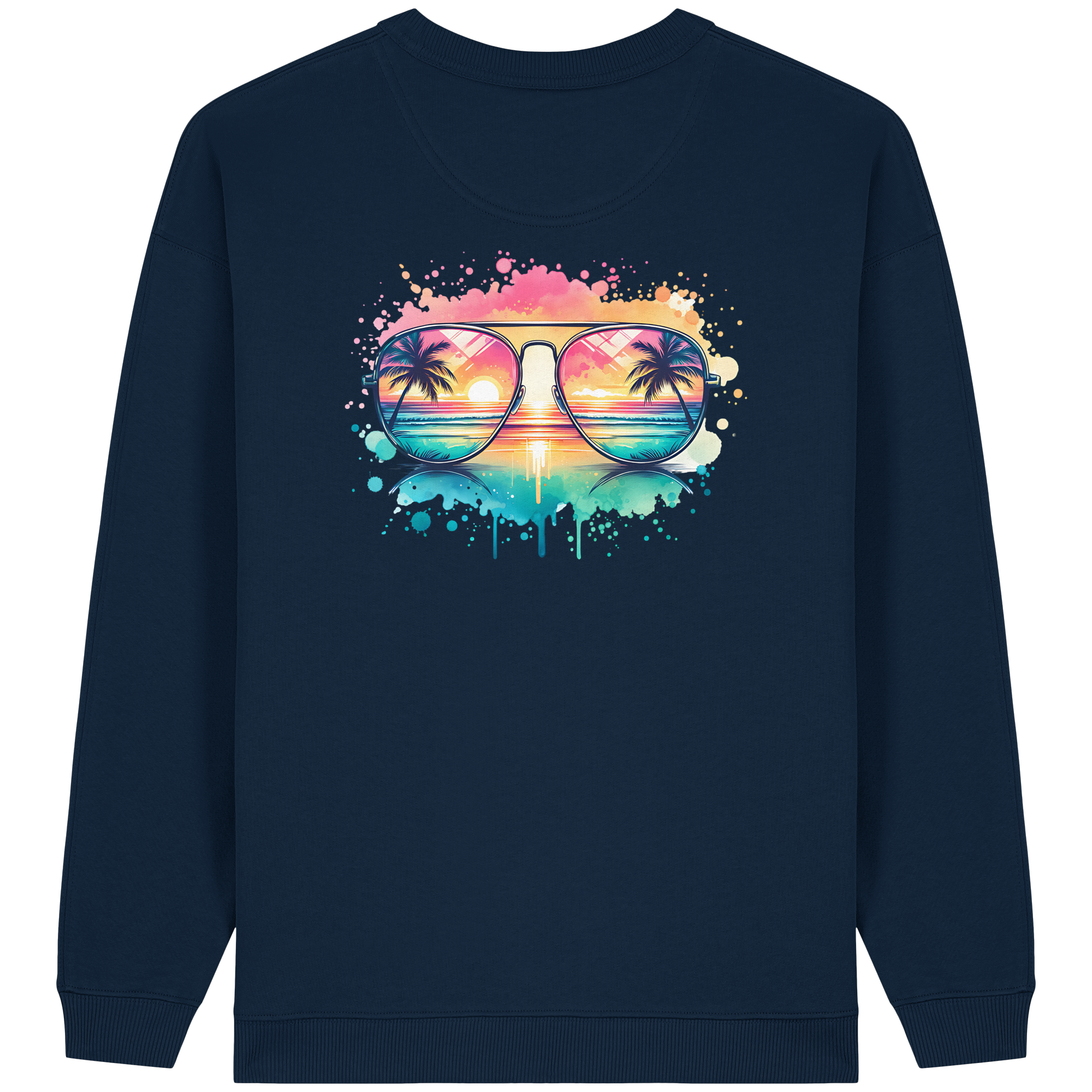 Tropical Sunset Glasses - Womens Organic Oversized Sweatshirt