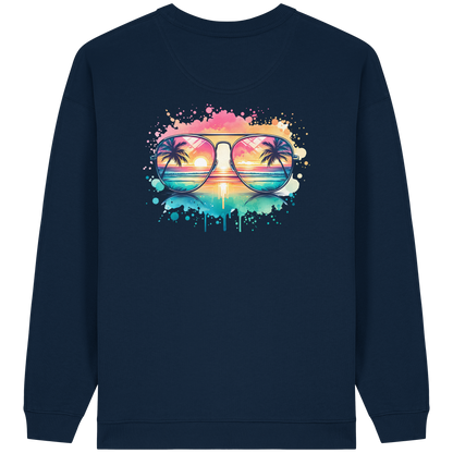 Tropical Sunset Glasses - Womens Organic Oversized Sweatshirt