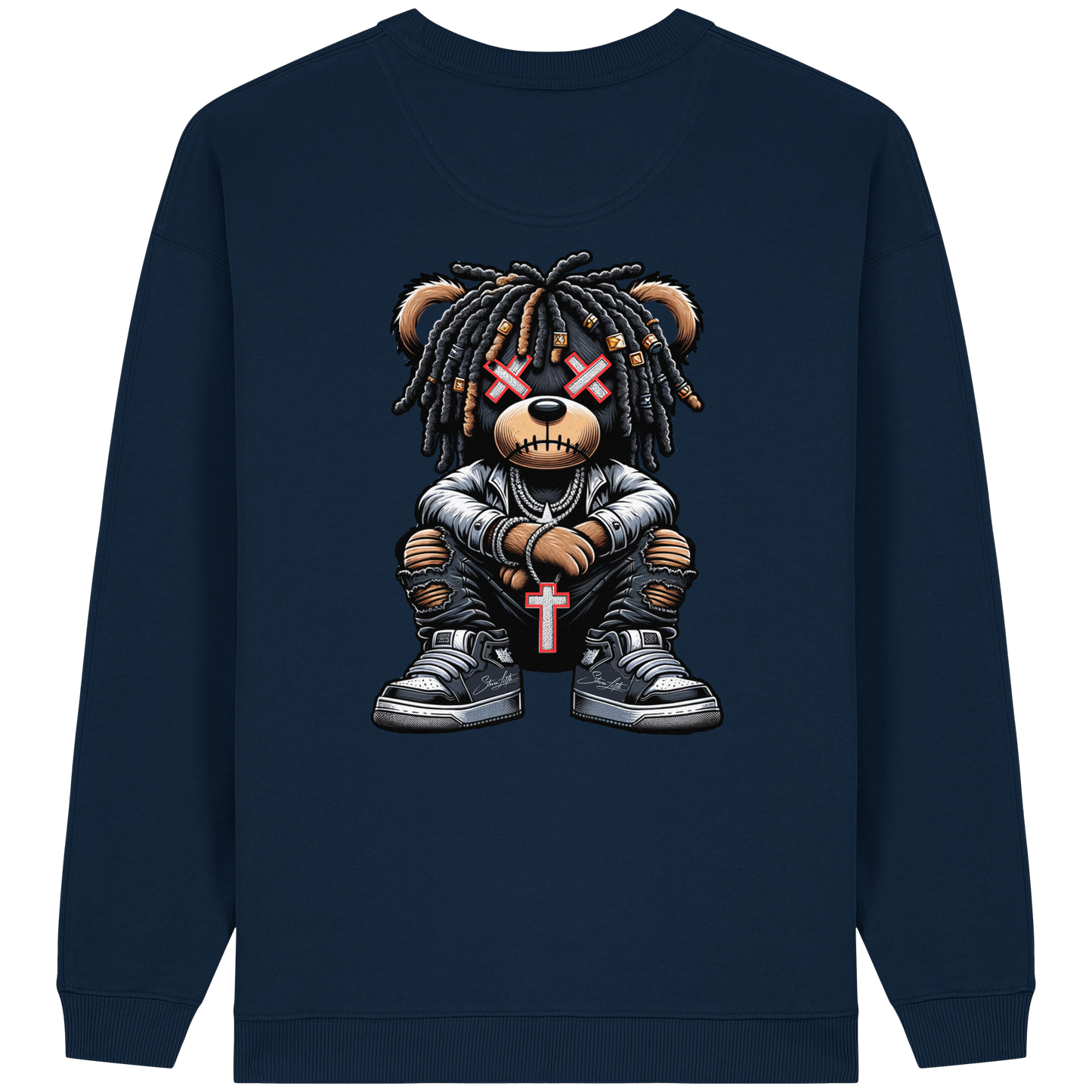 Bad Ass Teddy - Womens Organic Oversized Sweatshirt