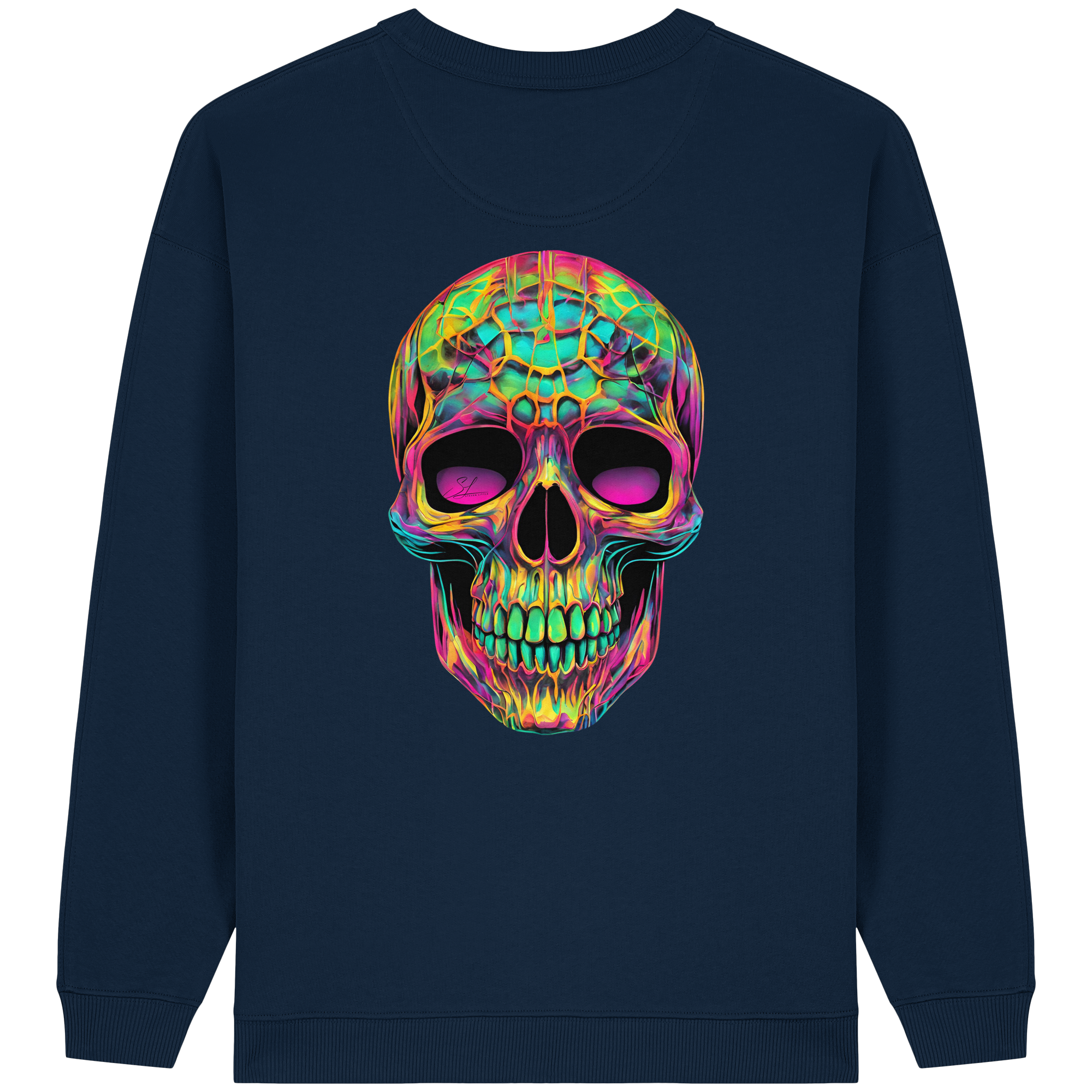 Psychedelic Skull - Womens Organic Oversized Sweatshirt
