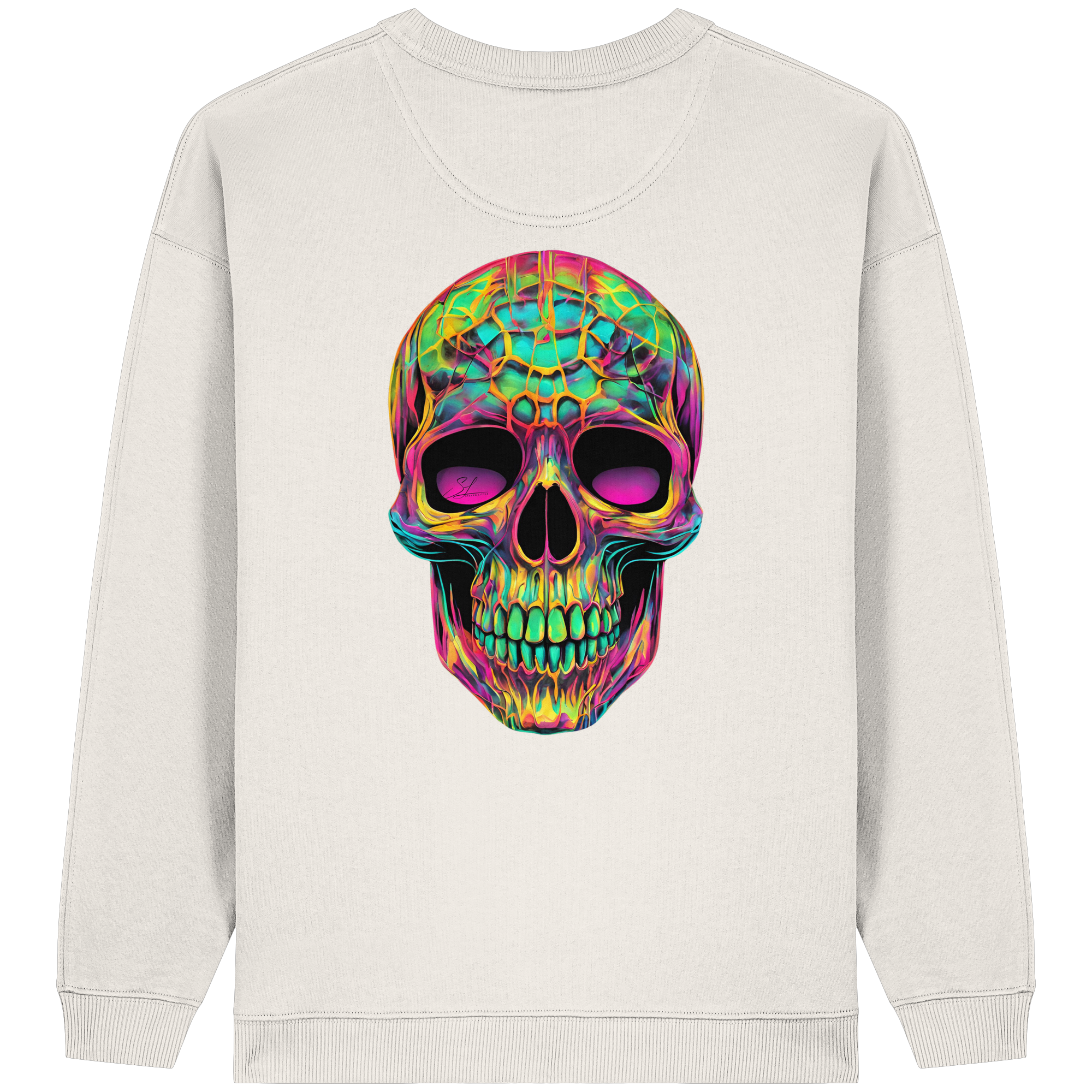 Psychedelic Skull - Womens Organic Oversized Sweatshirt