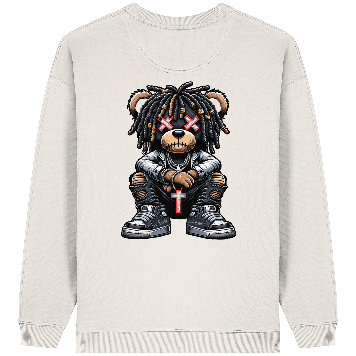Bad Ass Teddy - Womens Organic Oversized Sweatshirt