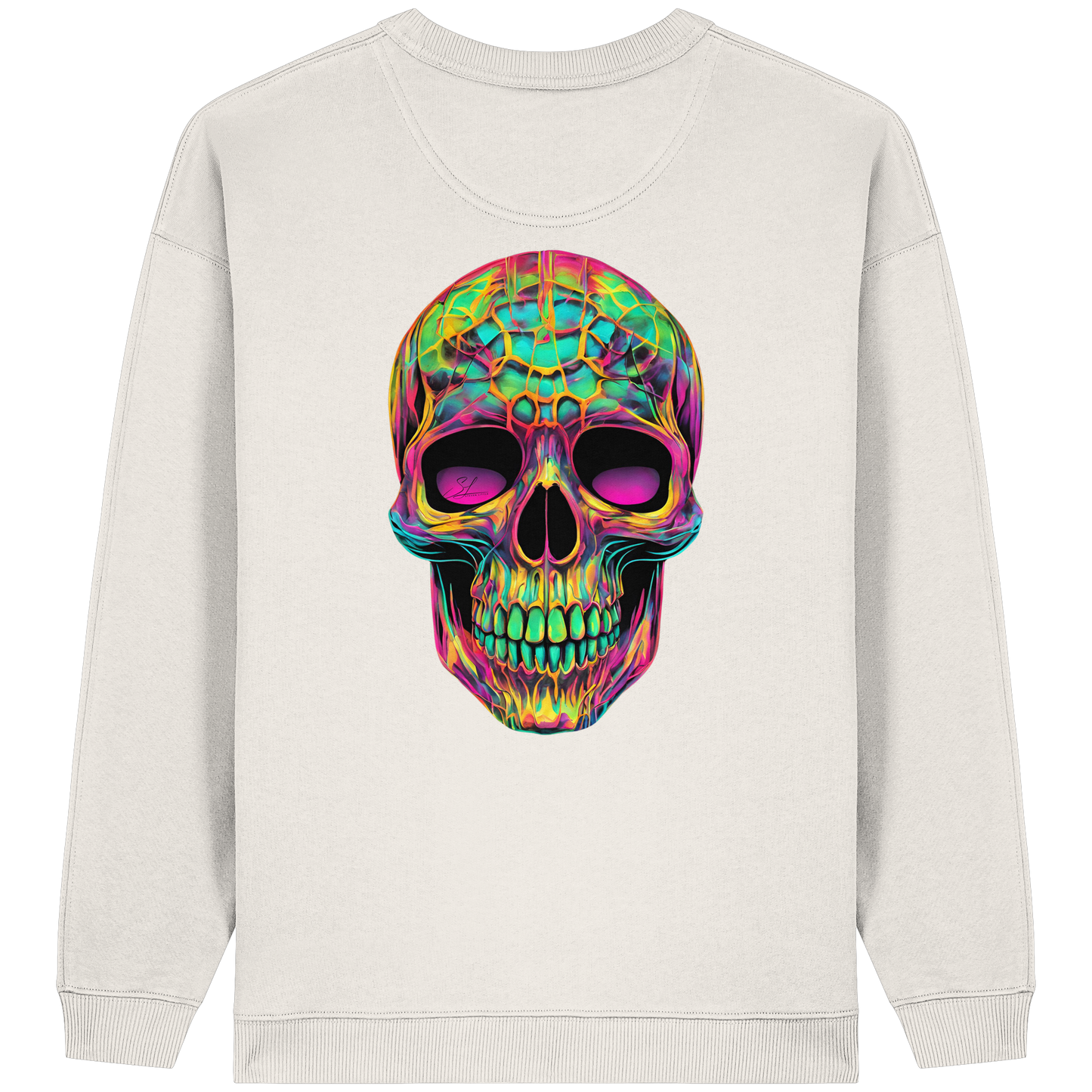 Psychedelic Skull - Womens Organic Oversized Sweatshirt