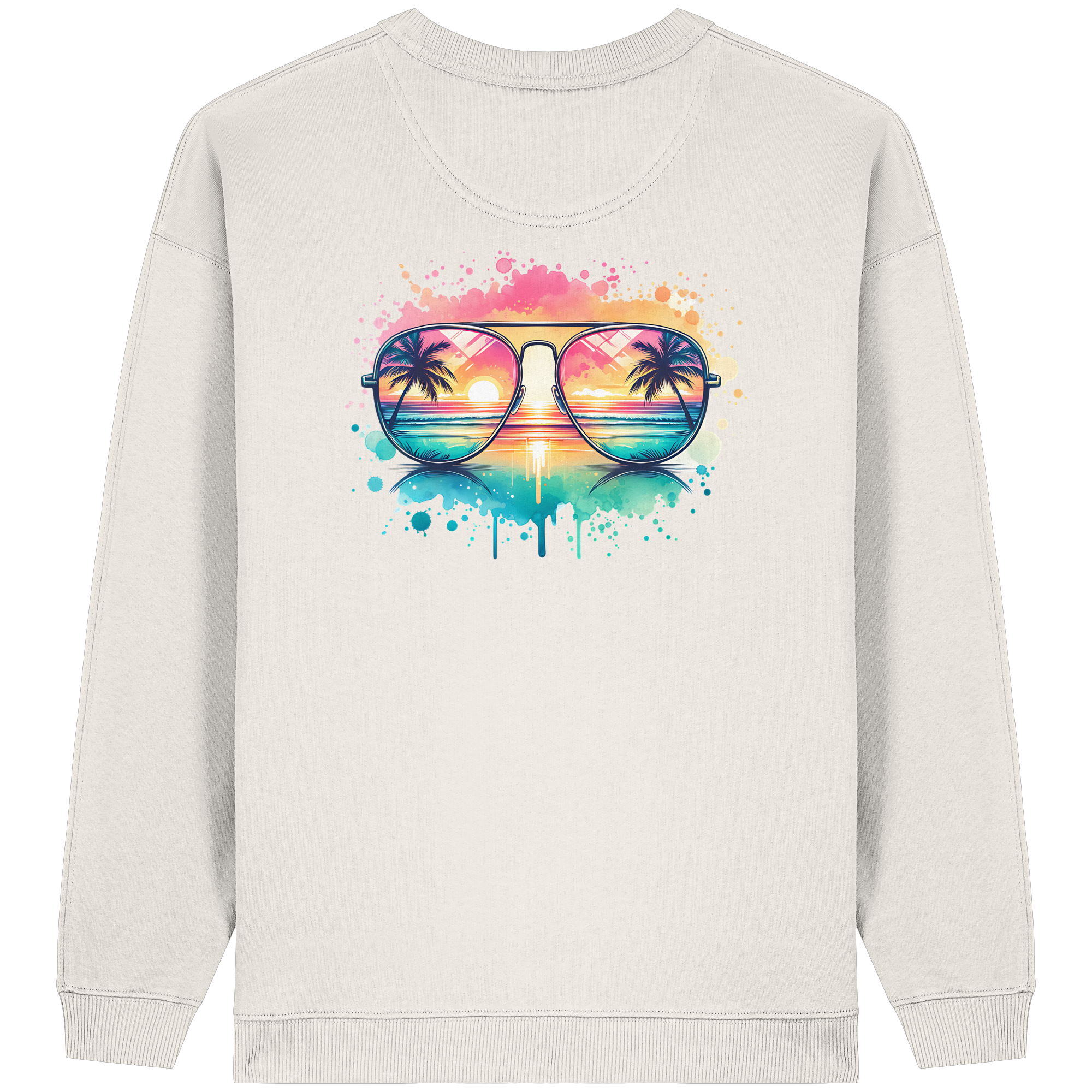 Tropical Sunset Glasses - Womens Organic Oversized Sweatshirt