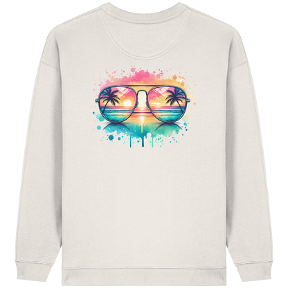 Tropical Sunset Glasses - Womens Organic Oversized Sweatshirt