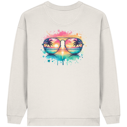 Tropical Sunset Glasses - Womens Organic Oversized Sweatshirt