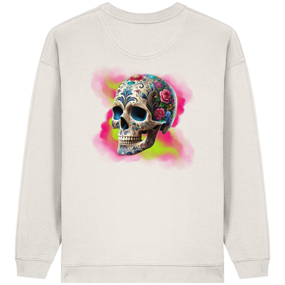 Floral Skull - Womens Organic Oversized Sweatshirt